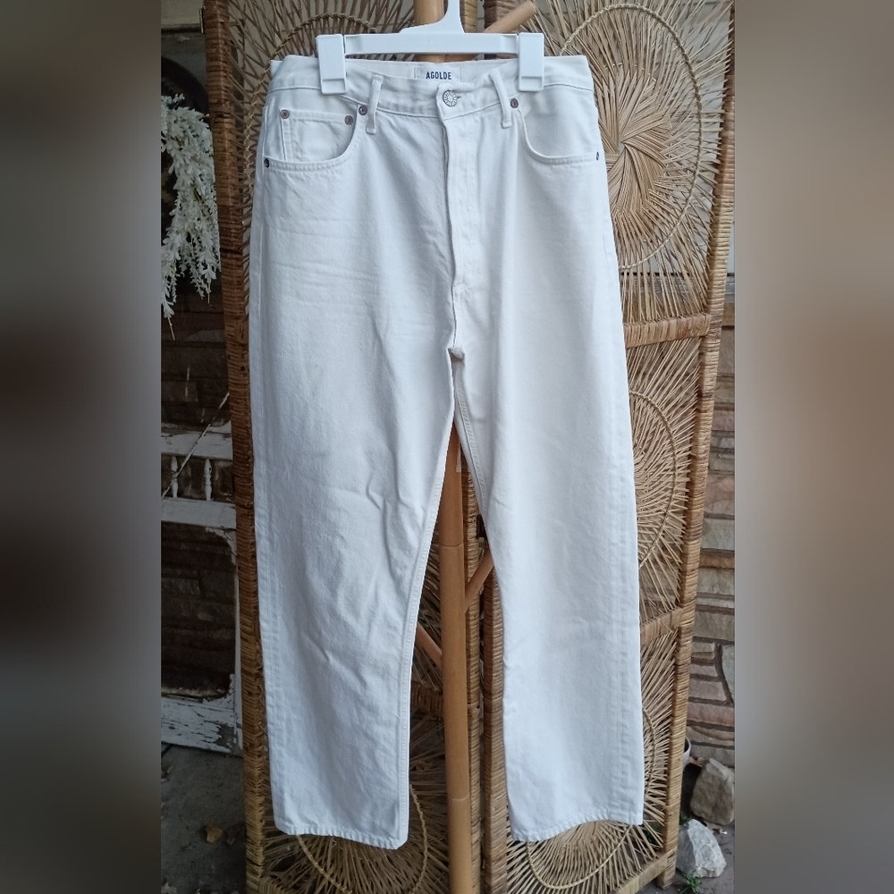 Agolde Off White Women's 100% Cotton 90s Straight Leg Jeans_29 - Picture 4 of 8